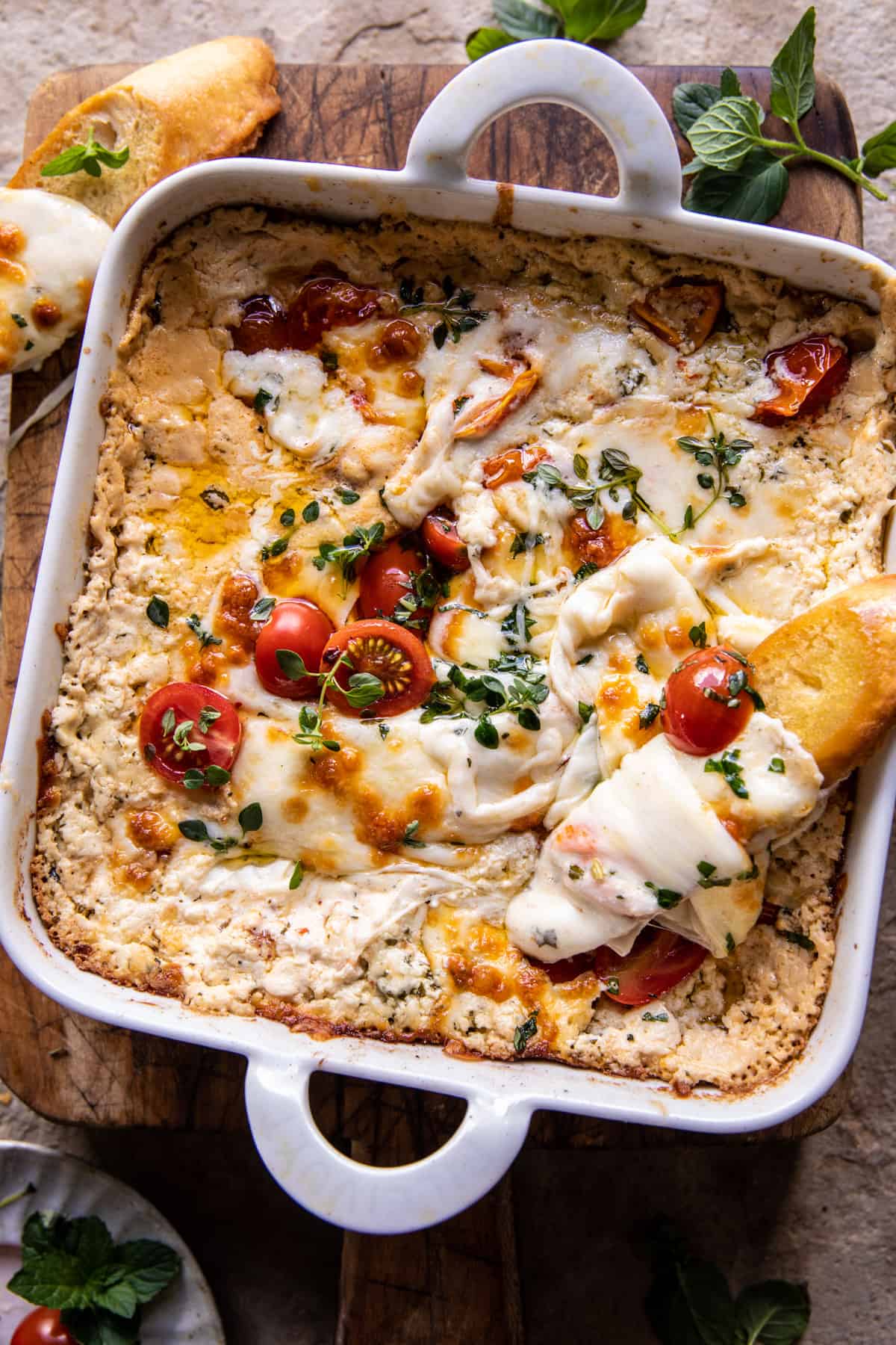 Roasted Garlic Caprese Dip