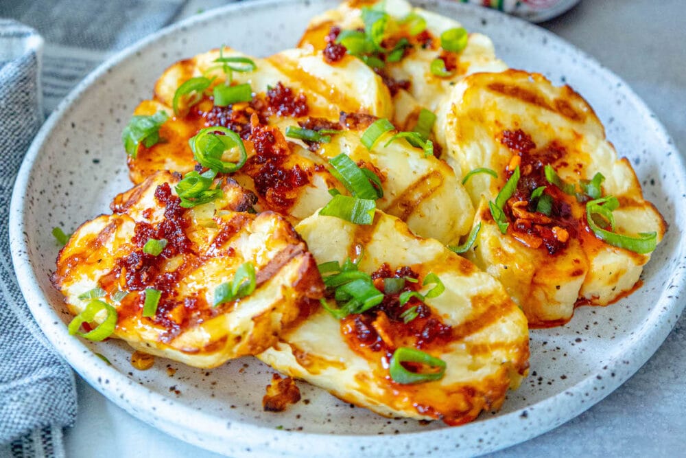Grilled Halloumi with Pomegranate, Lemon, and Mint